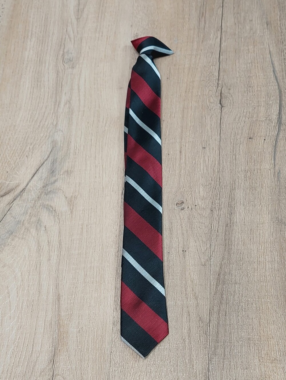 Kids Clip-on Red & Black Striped Tie👔